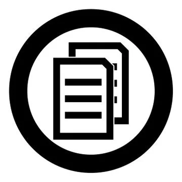 Two sheets of document black icon in circle vector illustration Stock Illustration