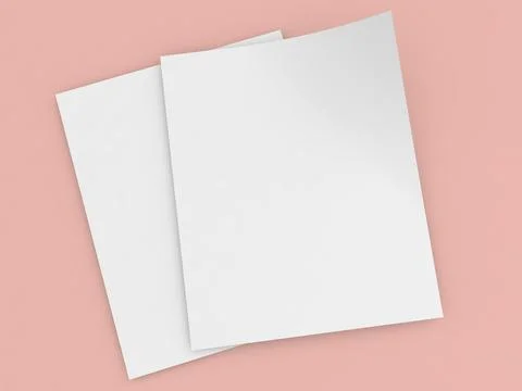 Two sheets white of A4 paper on a pink background. Stock Illustration