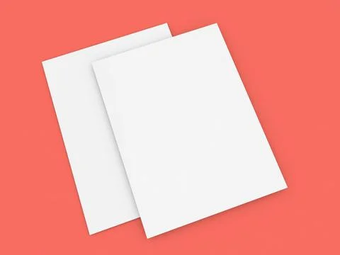 Two sheets of white paper and on a red background. Stock Illustration