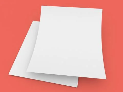 Two sheets of white paper on a red background. Stock Illustration