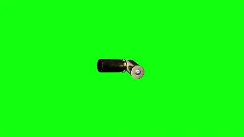 Two Shell Casings Collide In The Air And Fall To The Ground, Green Screen BG Stock Footage 219523967