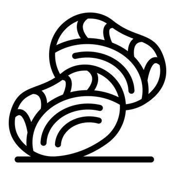 Two shelled mussels lying open showing soft meat inside Stock Illustration