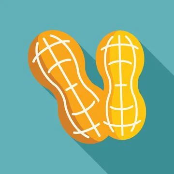 Two shelled peanuts with long shadow on blue background 스톡 일러스트