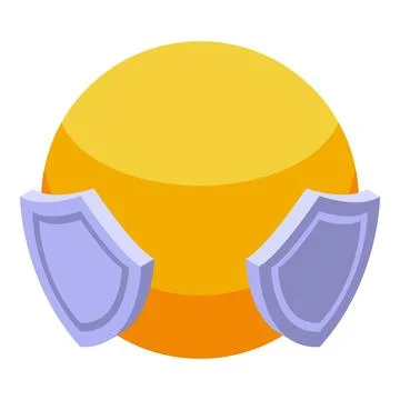 Two shields protecting golden sphere, secure data storage and protection icon Stock Illustration