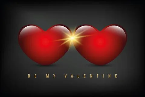 Two shiny red hearts be my valentine Stock-Illustration