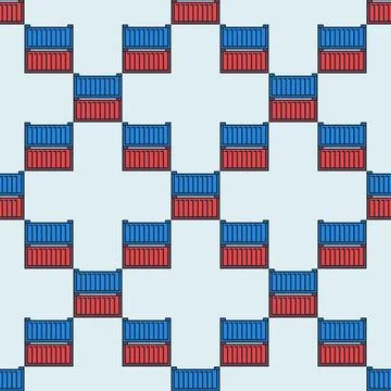 Two Shipping Containers colored seamless pattern - vector transportation ba.. Stock Illustration