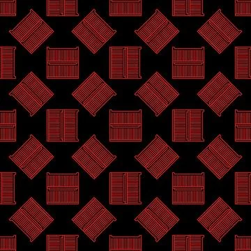 Two Shipping Containers vector dark outline seamless pattern イラスト素材