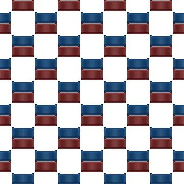 Two Shipping Containers vector modern seamless pattern Ilustración de archivo