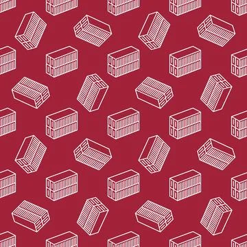 Two Shipping Containers vector Transportation line red seamless pattern Stock Illustration