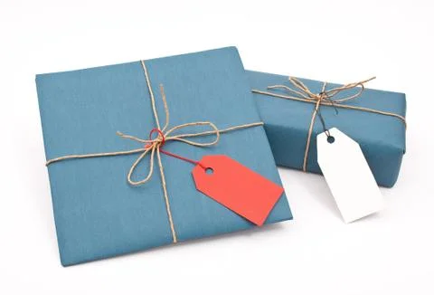 Two shipping package sent through the mail Stock Photos