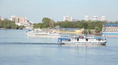 Two Ships In A City Stock Footage 37735172