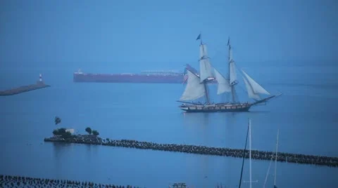 Two Ships Pass in the Night Stock Footage 11397492