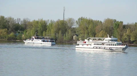 Two Ships On River Stock Footage 37735204