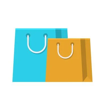 Two shopping bags with solid and flat color. Stock Illustration