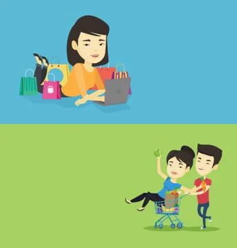 Two shopping banners with space for text. Stock Illustration