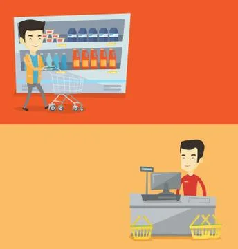 Two shopping banners with space for text. Stock Illustration