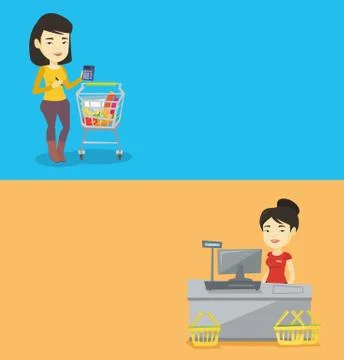 Two shopping banners with space for text. Stock Illustration