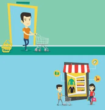 Two shopping banners with space for text. Stock Illustration