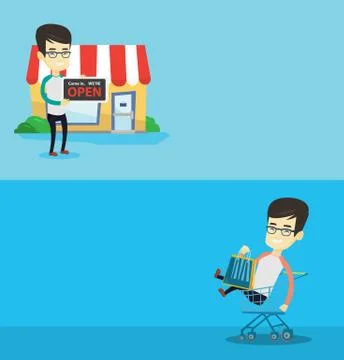 Two shopping banners with space for text. Stock Illustration