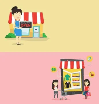 Two shopping banners with space for text. Stock Illustration