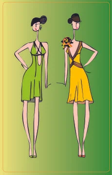 Two short dresses models Stock Illustration