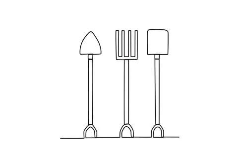 Two shovels and a rake Stock Illustration