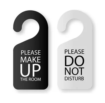 Two side black and white door hanger tags for room in hotel or resort. Vector Stock Illustration