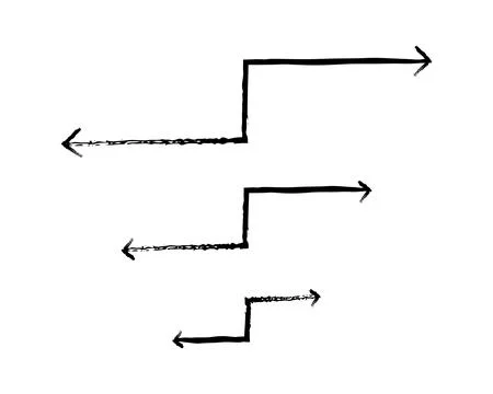 Two-sided arrows grunge doodle design element set 스톡 일러스트