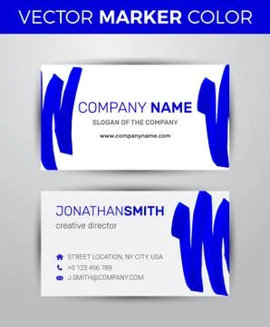 Two sided business card template. Black paint strokes markers. Stock Illustration