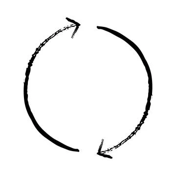 Two-sided circle arrows grunge doodle design element Stock Illustration