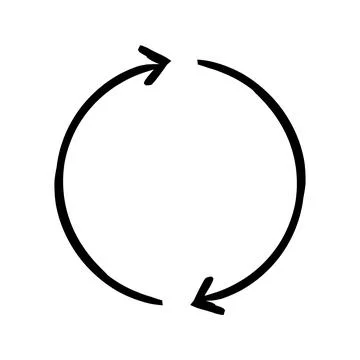 Two-sided circle arrows hand-drawn sketch graphic element Stock Illustration