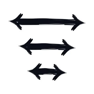 Two-sided horizontal arrows bold thick stroke graphic element set Illustrazione stock