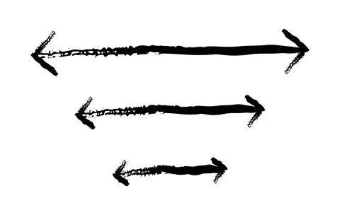 Two-sided horizontal arrows grunge doodle design element set 스톡 일러스트