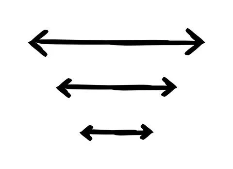 Two-sided horizontal arrows hand-drawn sketch graphic element set Stock Illustration