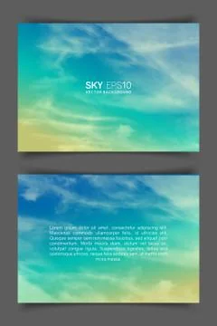 Two-sided horizontal flyer of a4 format with realistic turquoise-yellow sky Stock Illustration