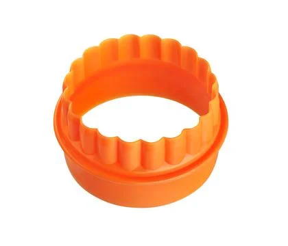 Two-sided orange round cookie cutter, cut out Foto stock
