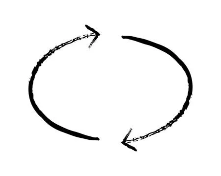 Two-sided oval arrows grunge doodle design element 스톡 일러스트