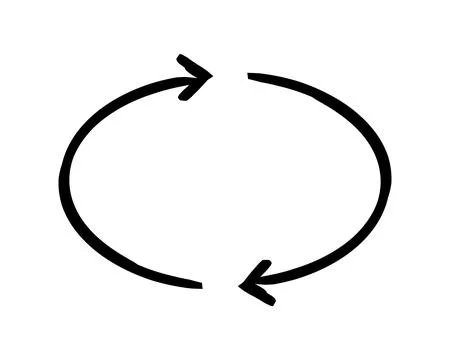 Two-sided oval arrows hand-drawn sketch graphic element Ilustración de archivo