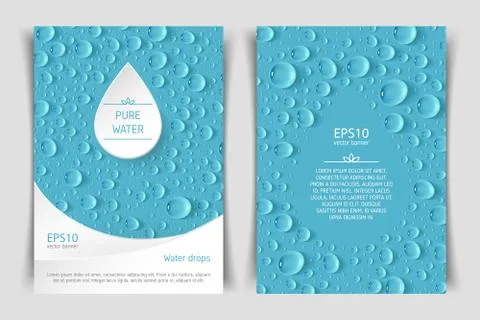 Two-sided vertical flyer of a4 format with realistic drops Illustrazione stock