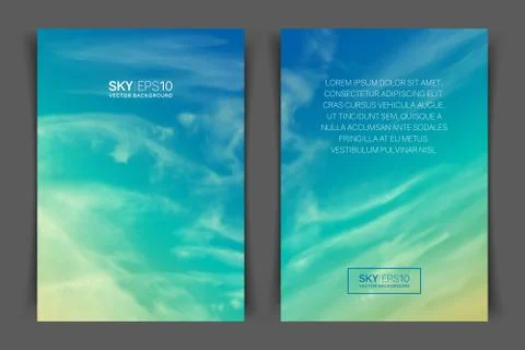 Two-sided vertical flyer of a4 format with realistic turquoise-yellow sky Stock Illustration