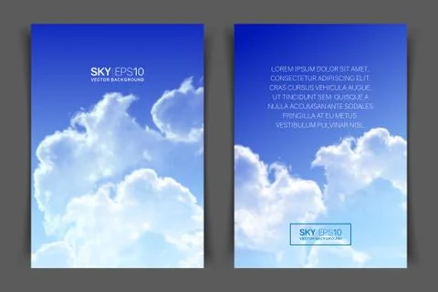 Two-sided vertical flyer of a4 format with realistic blue sky Illustrazione stock