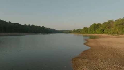 Two sides of lake light Stock Footage 345132457