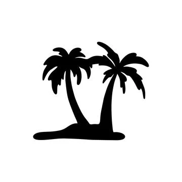 Two silhouette coconut tree vector illustration sketch hand drawn with black イラスト素材