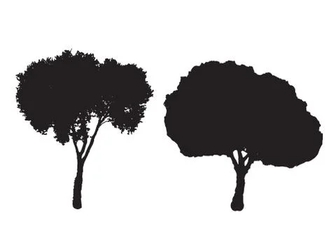 Two silhouette trees vector set Stock Illustration