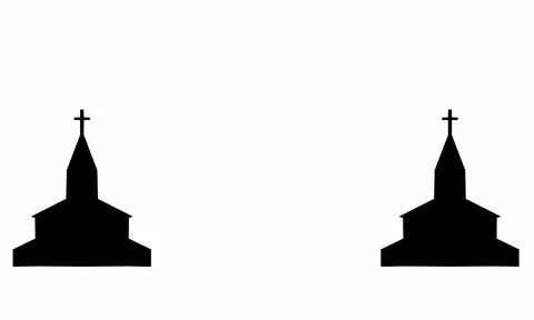 Two silhouettes of churches with empty areas Stock Illustration
