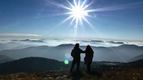 Two silhouettes on the horizon Stock-Footage 83397365