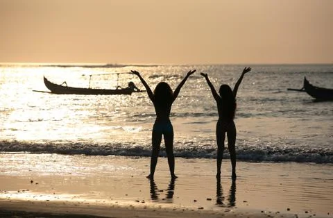 Two silhouettes Stock Photos