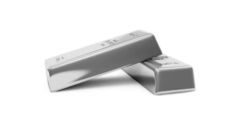 Two Silver Bars Rotation on white background Stock Footage 36332368