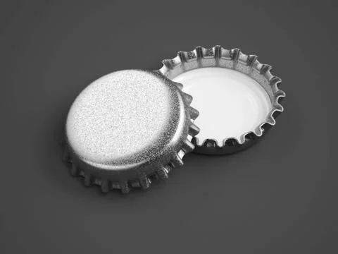 Two silver bottle caps. 3d rendering 库存插图
