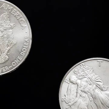 Two silver dollars, coins Stock Photos